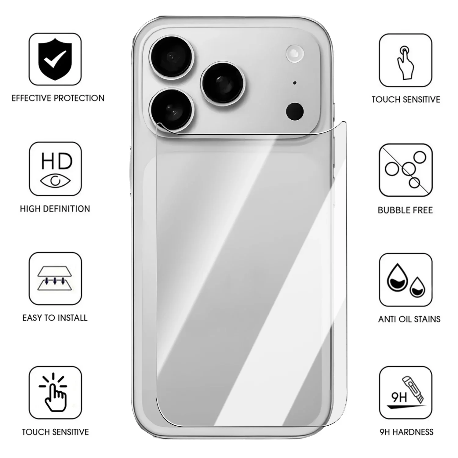 Back Protection 9H Tempered Glass Films For iPhone17 17Air 17ProMax Back Ultra Clear Screen Protector For iPhone 17 Accessories 2