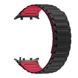 Magnetic Silicone Sport Wristband Bracelet - Soft Loop Watch Strap Accessory for Huawei Watch D2 (Black Red)