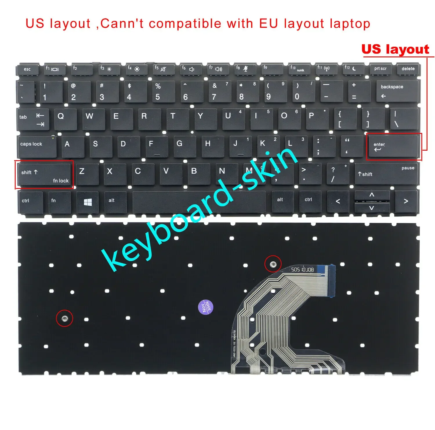 

New US keyboard without frame without-backlit for HP ProBook Probook 430 G6,435 G6 series laptop