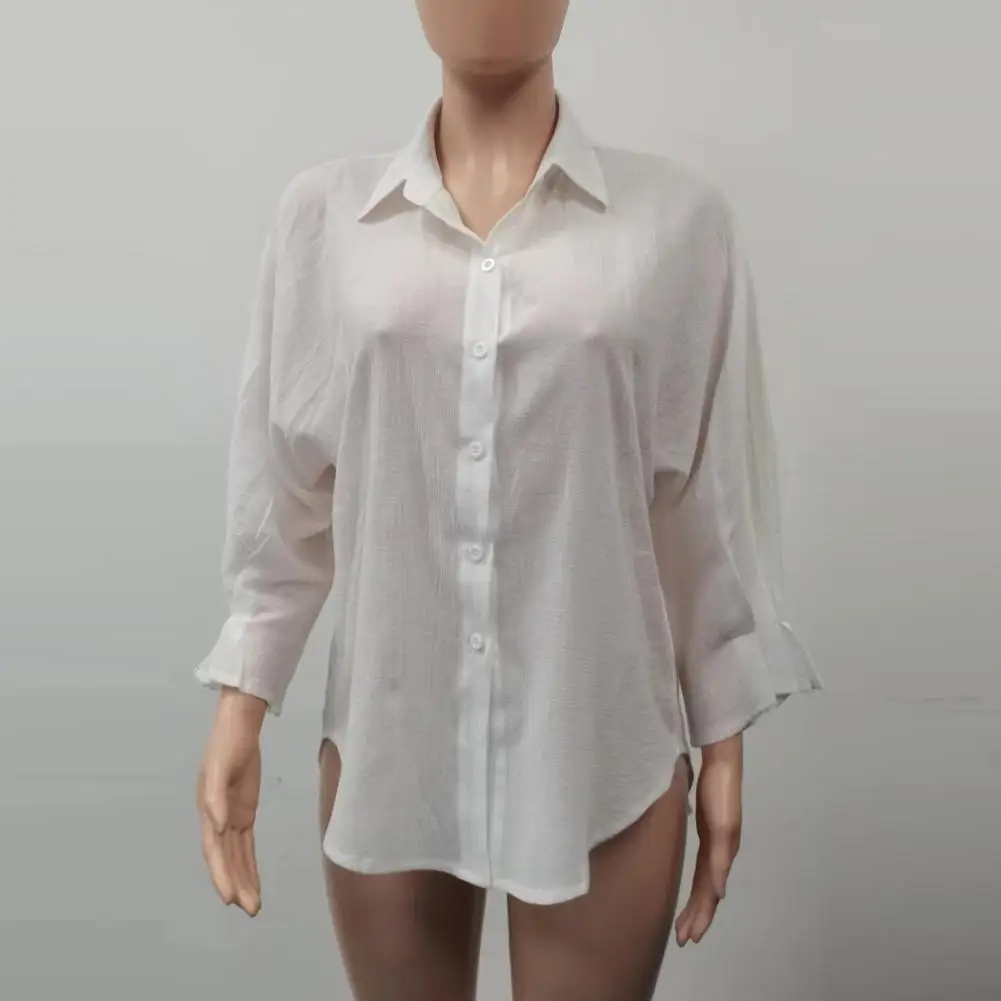 

Women Shirt Elegant Lapel Shirt with Bow Tie Detail Stylish Single Breasted Blouse for Women Chic Solid Color Streetwear Top