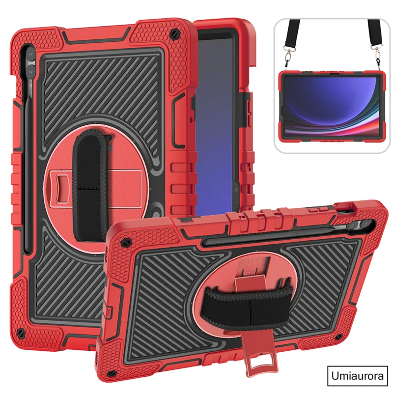 Rugged Shockproof Tablet Case with Stand and Strap for 10.9-12.4 Inch Tablets