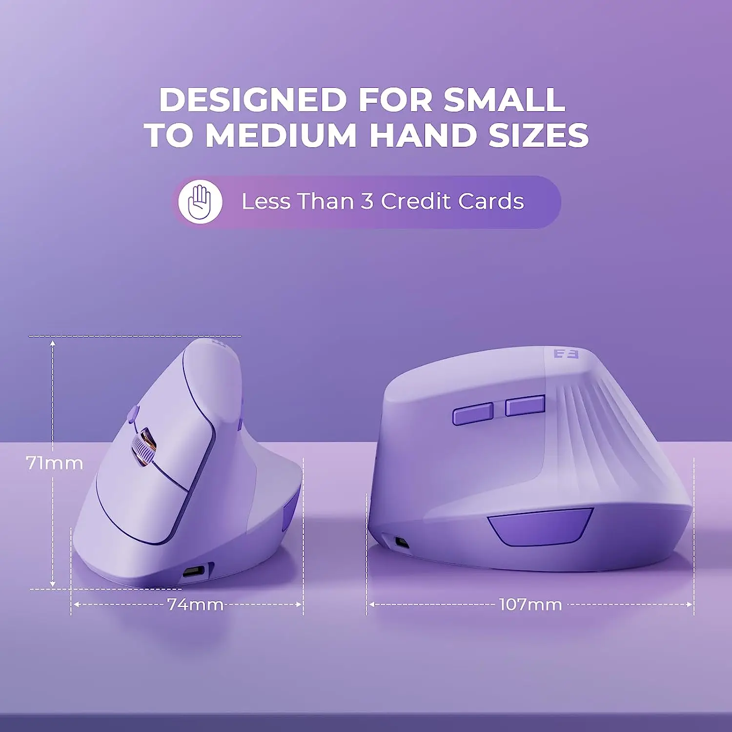 Mouse Vertical sem Fio Recarregável Silencioso Ergo 57 ° Tilt Ergonômico Computador pc Office Mac Android Windows Mãos Pequenas - Imagem 2