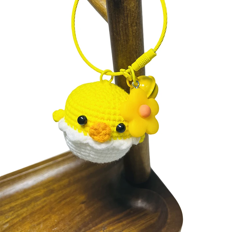 1pc Cute Small Chick with Egg Keychains Unique Knitting Cartoon Doll Funny Keyrings Kawaii Crochet Keychain Keys Bag Pendant