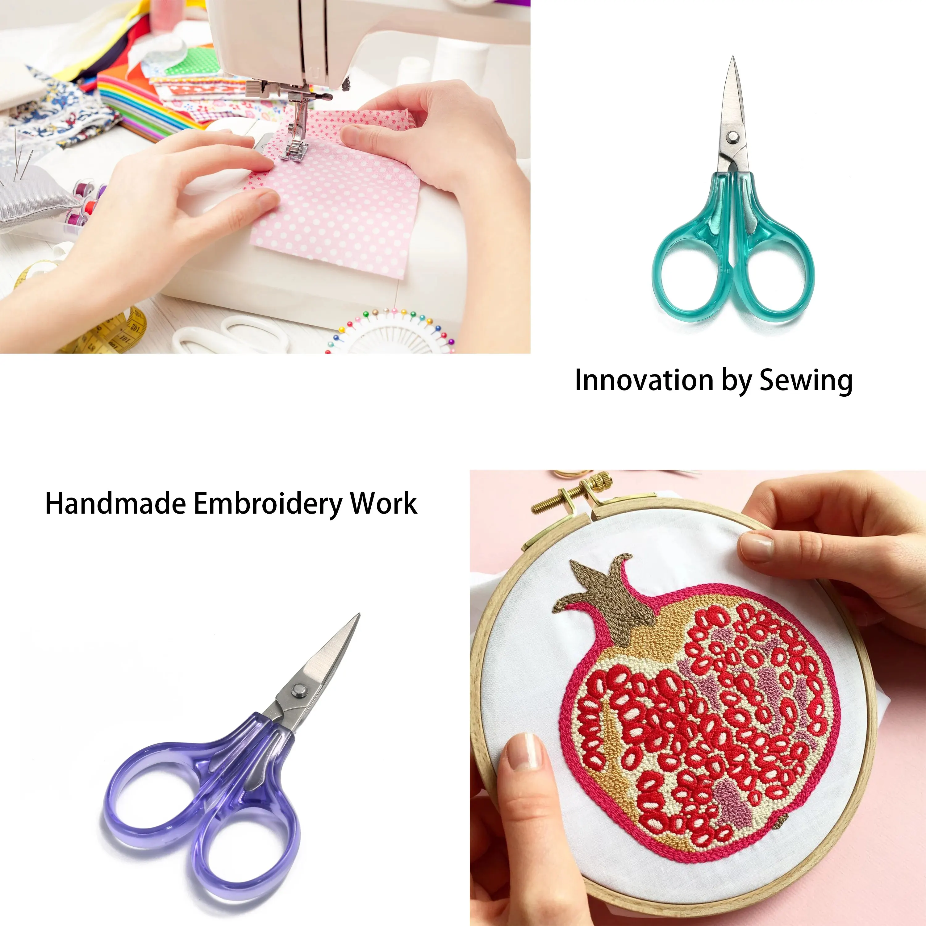 Sewing Scissors Stainless Steel Embroidery Quilting Sewing Knitting Crafting Cross Stich Thread Yarn Fabric Cutting Scissors with Safe Cover