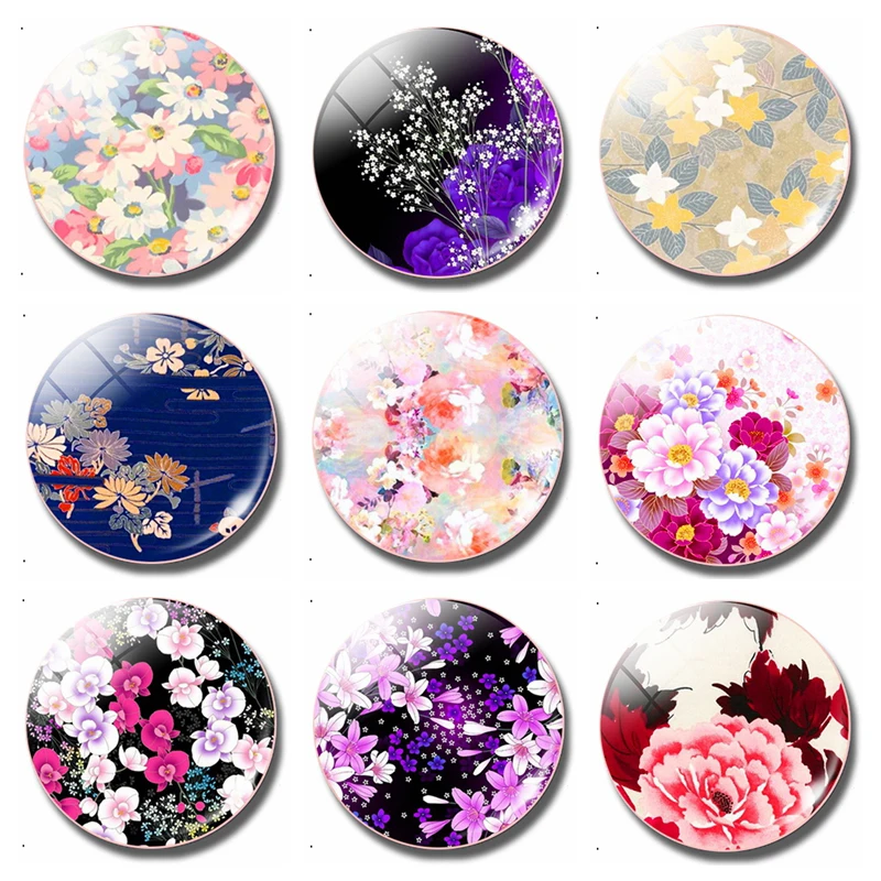 

Beautiful Flower 30MM Fridge Magnet Rich Multicolored Decorations GlassDome Magnetic Refrigerator Stickers NoteHolder Home Decor