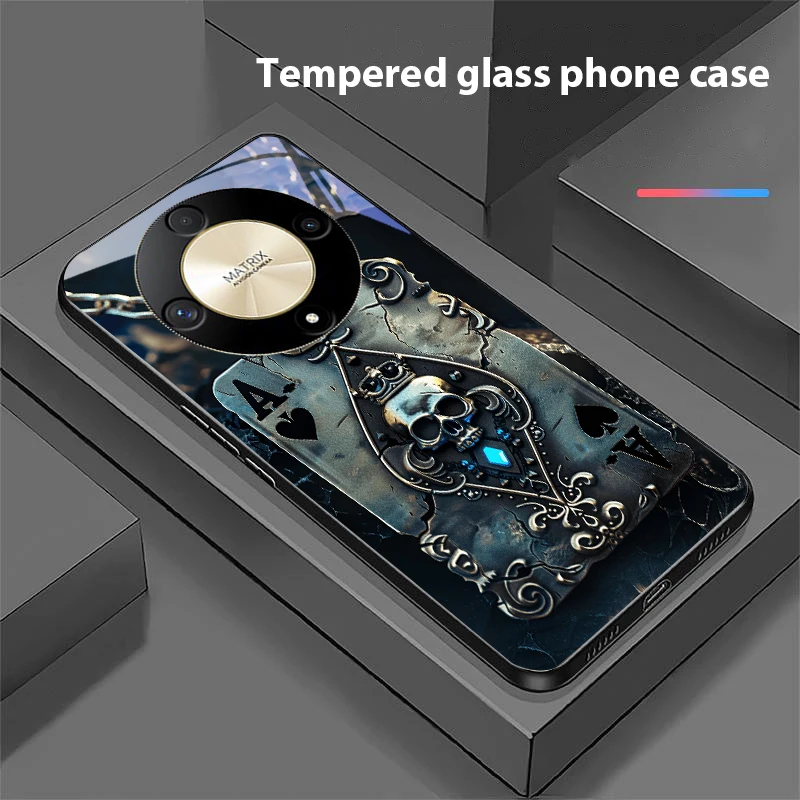 Skeleton Pendant Tempered Glass Phone Case