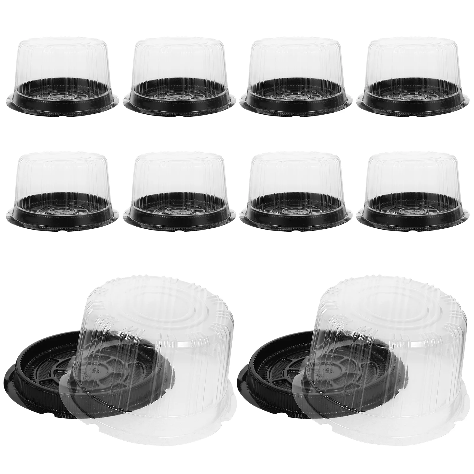

10 Pcs Packing Box Cake Round Holder with Cover Container Plastic Clear Carrier