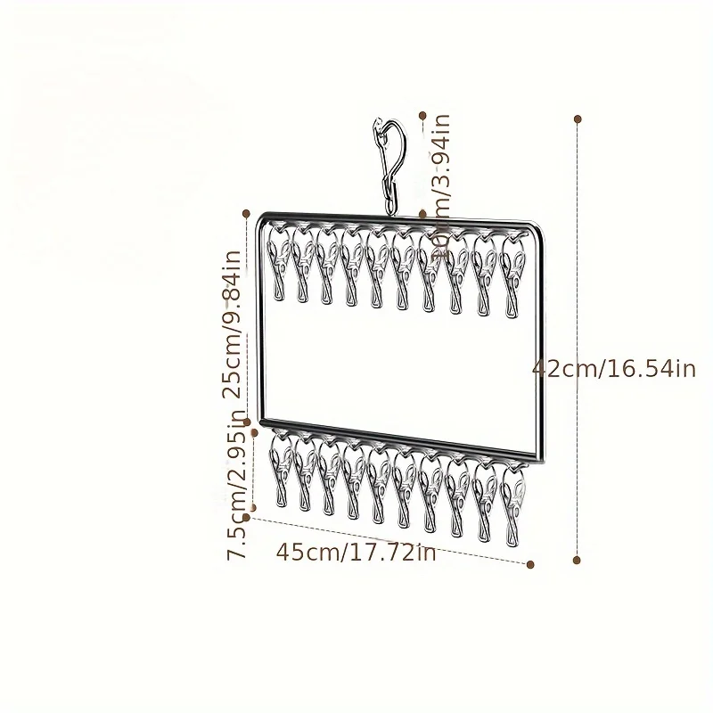 1pc Versatile 2/3-Tier Stainless Steel Organizer with Clips for Hats, Socks&Underwear,Polished Finish, Perfect for Home Storage