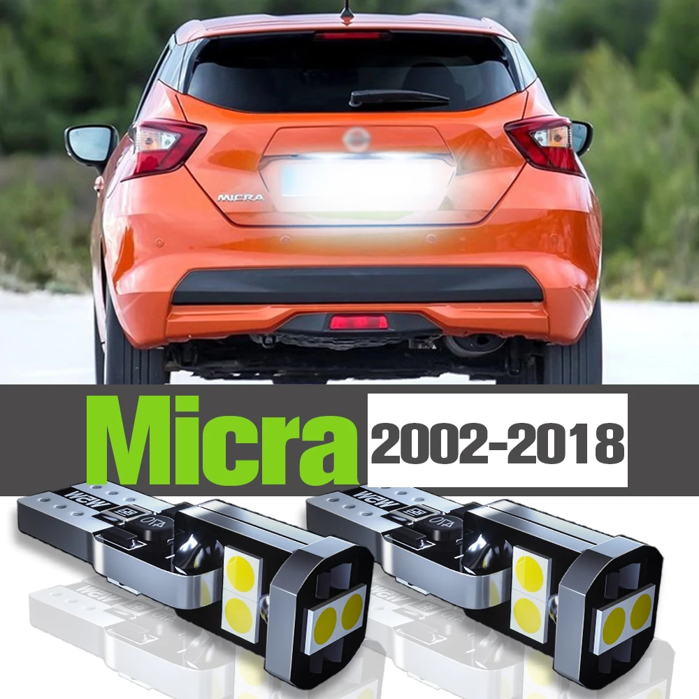 2x LED License Plate Light Accessories Lamp For Nissan Micra 2002 2018