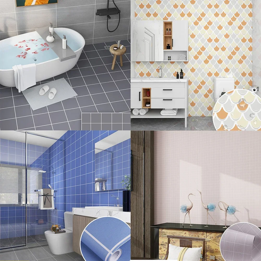 Oil Proof Kitchen Furnitur Sticker Self Adhesive PVC Bathroom Tile Wall Stickers Waterproof Cabinet PVC Wall-paper