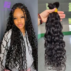 Human Hair Bulk For Braiding Water Wave Indian Remy Double Drawn No Weft Extensions Boho Box Braids Hair For Black Women Luffy