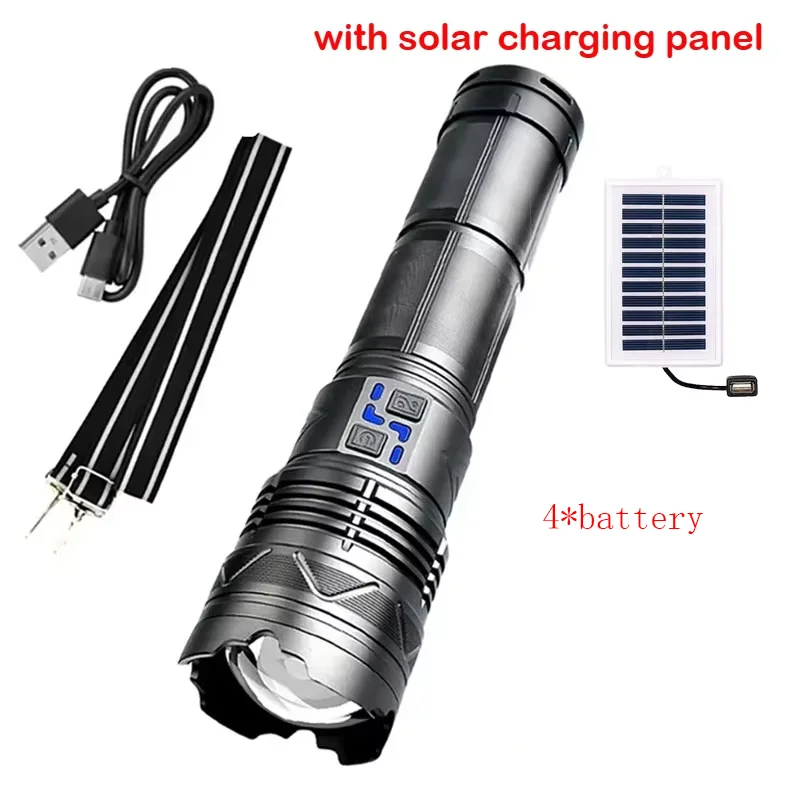 Ultra Bright Tactical Flashlight with Built-in Battery and Telescopic Zoom