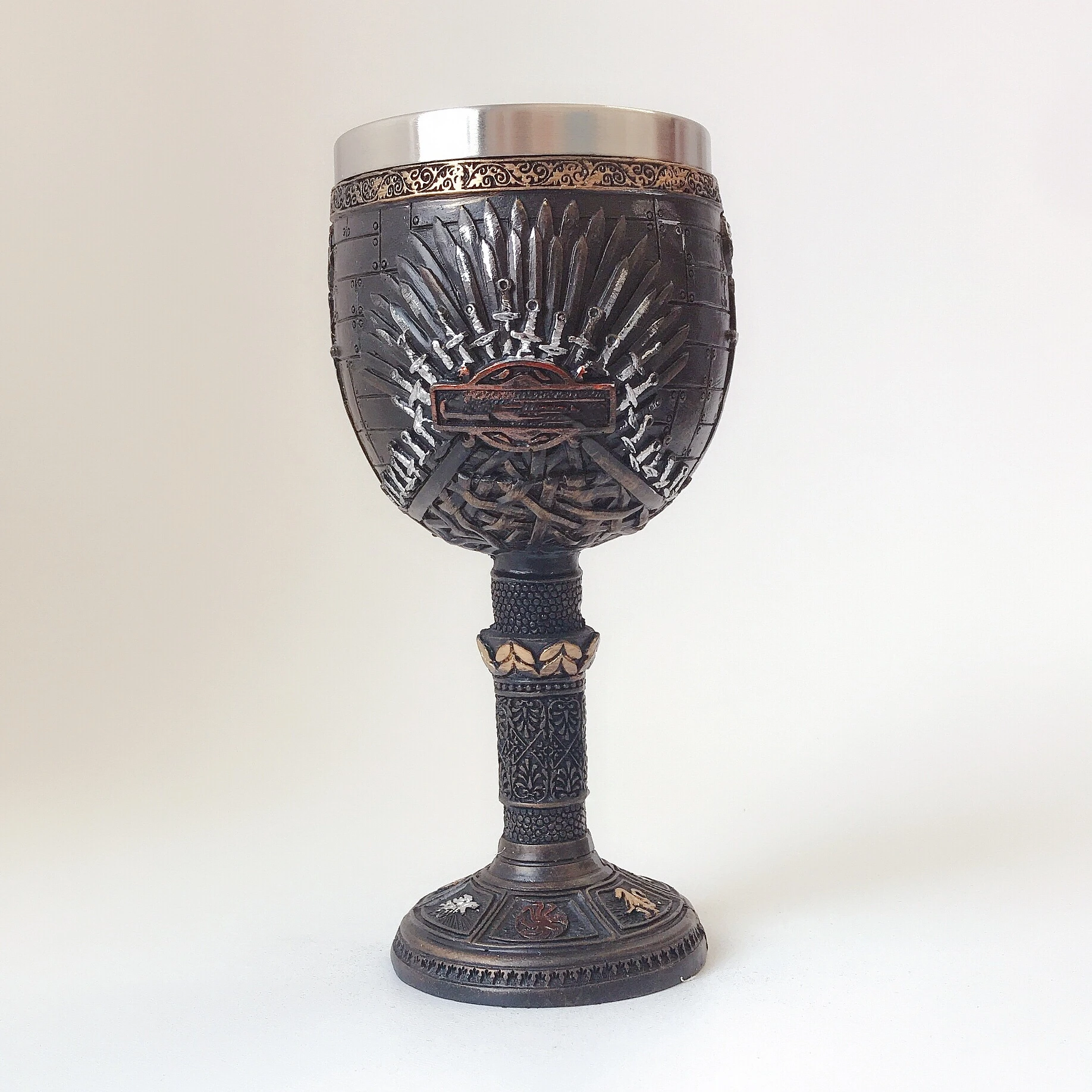 3D 고블렛 컵 미니 맥주 머그잔, 커피 머그잔, 와인 유리 수지, 스테인레스 스틸 철 탱커드 소드 드래곤 늑대 지도, 바이킹 음료용기  - AliExpress