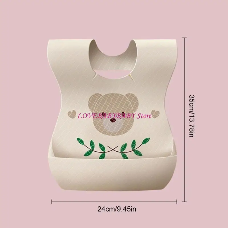 50pcs 곰 패턴이있는 일회용  턱받이 짠  턱받이는 식사 시간을 맞추기위한 짠  턱받이 세트 & 번거 로움 프리 클리닝 4xbc