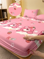 1 Cartoon Cute animal Bear Printed Matte Fitted Sheet, Bedroom Printed Bed Cover, Bedding (Excluding Pillowcases) 1