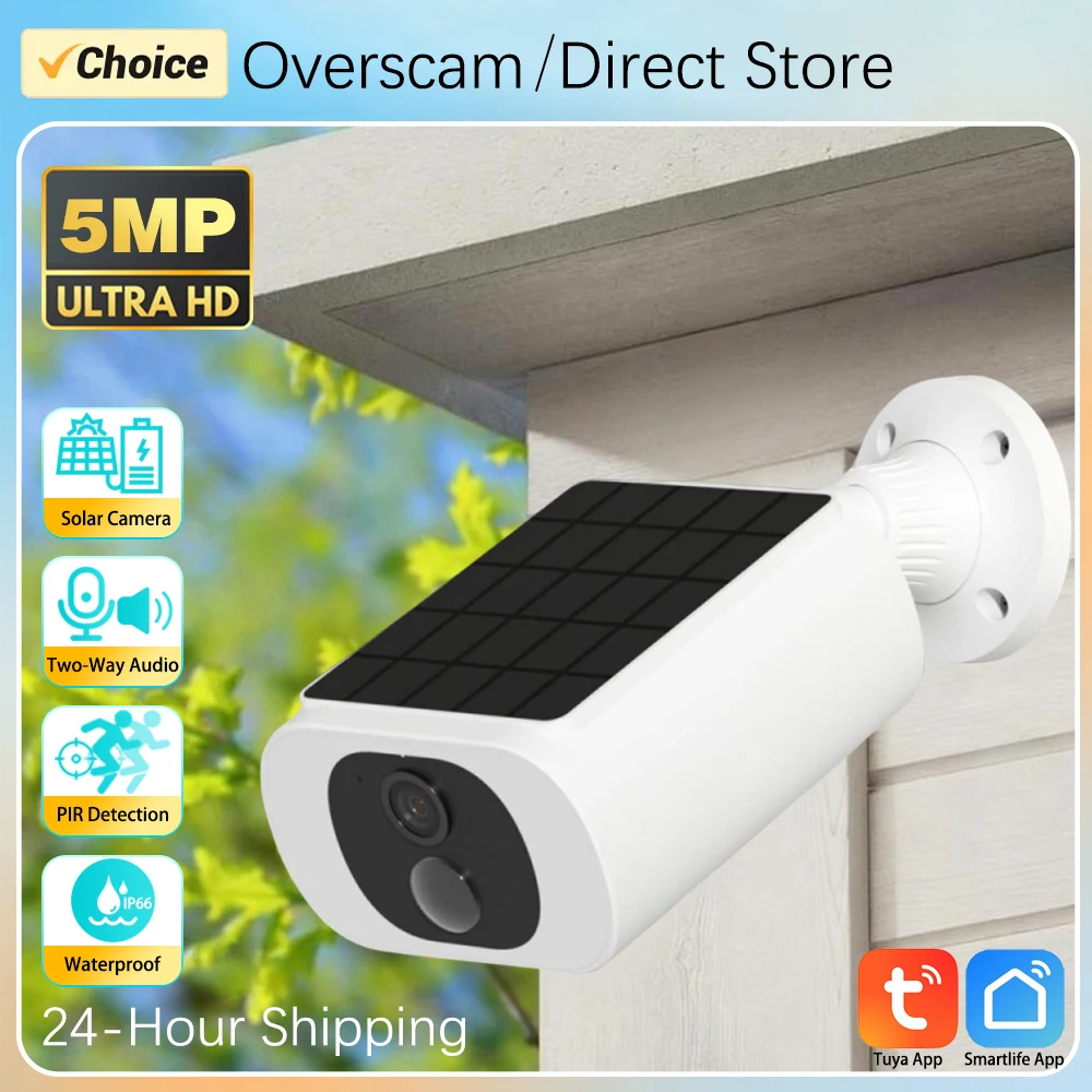 5MP Tuya Smartlife Outdoor Solar Battery Camera Wireless WIFI PIR Motion Detection Light Color Night Vision Two-Way Audio Camera 1