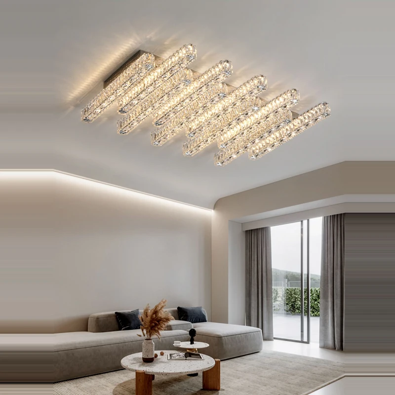 

LED Postmodern Dimmable Crystal Silver Gold Stainless Steel Lamparas De Techo Ceiling Lights.Ceiling Lamp For Foyer