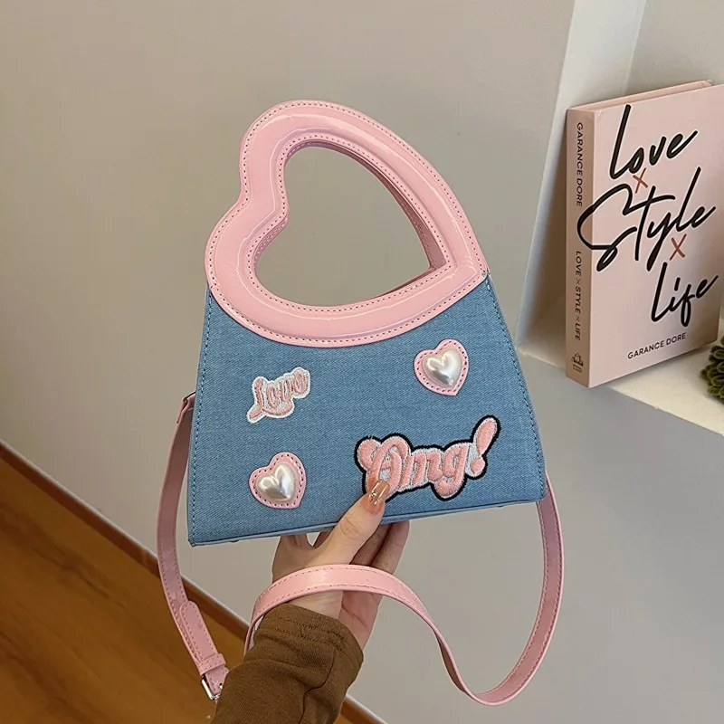 

Solid Thread Letter Heart-shaped Pu Handbag Fashion Buckle Shoulder Bags 2024 Hot Sale Bags for Women Bolso Bolsas De Hombro