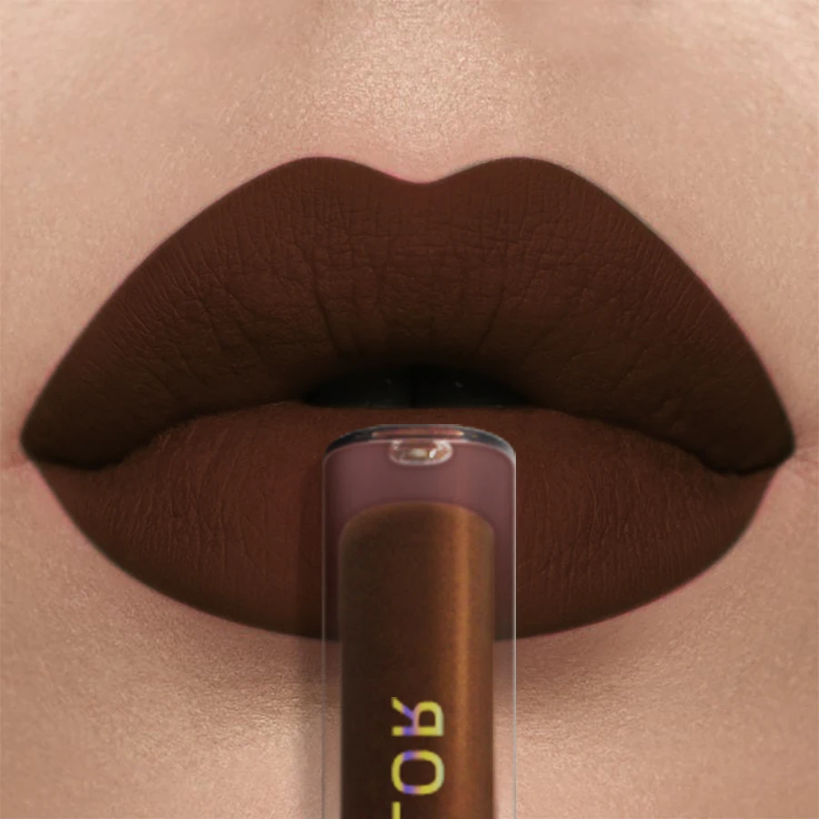 Richly Pigmented Matte Velvet Brown Lip Gloss - Non-Stick, Long Lasting, Velvety Smooth Finish - Hydrating Lip Glaze & Lip Mud M 5