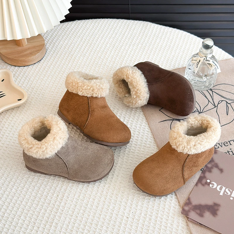 Girls Soft Sole Anti Slip Ankle Boots Winter Casual Shoes