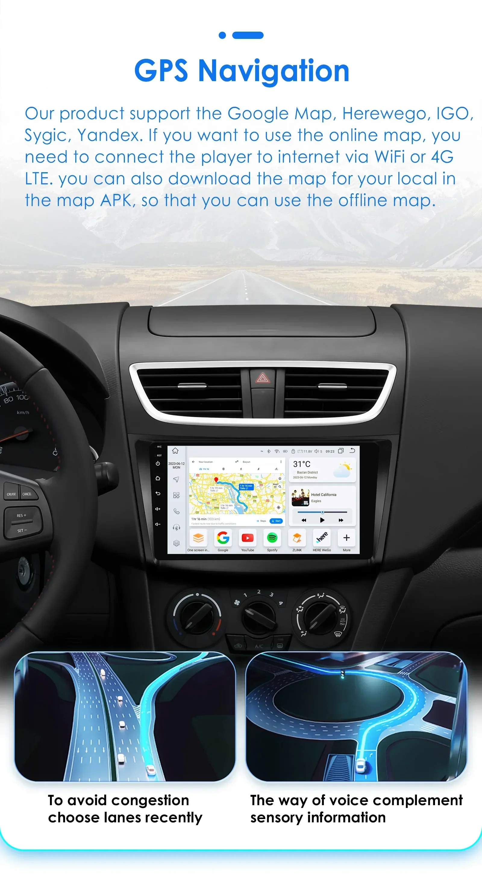 AUTORADIO GPS COMPATIBLE SUZUK SWIFT 2011/2012 ANDROID OU WINDOWS