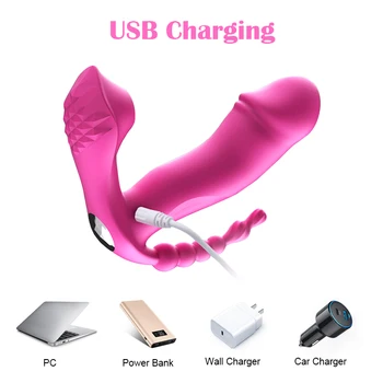 3 IN 1 Sucking Vibrator 7 Mode Vibrating Sucker Anal Vagina Clitoris Stimulator Wearable Oral Suction Erotic Sex Toys for Women 3