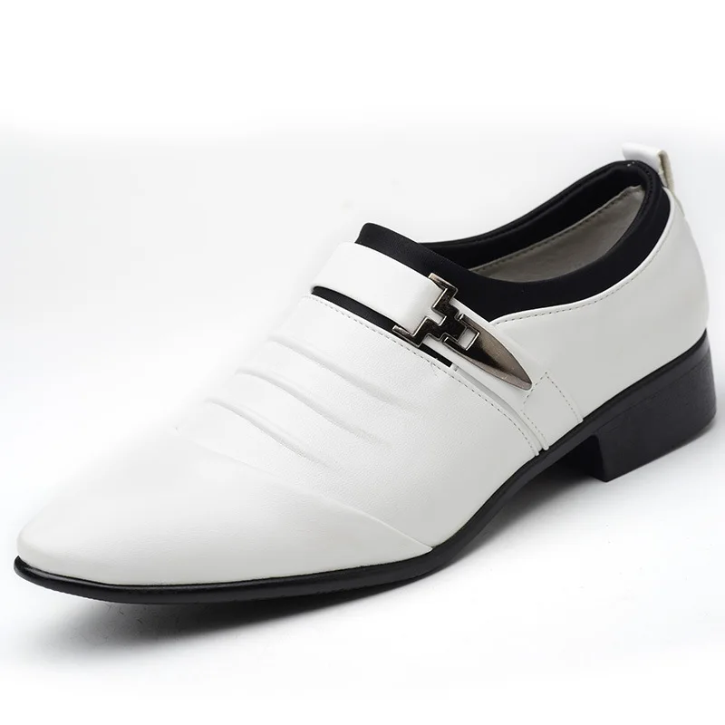 Classic Men Dress Shoes Slip on Black Leather Shoes for Men  Point Toe Business Casual Formal Shoes for Wedding Plus Size MPX112