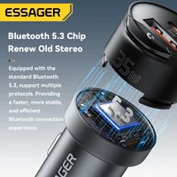 Essager Bluetooth 5.3 Car Charger 3.5mm Jack AUX Cable 35W Fast Charging for iPhone16 15 Huawei Samsung Bluetooth Car Chargers 4