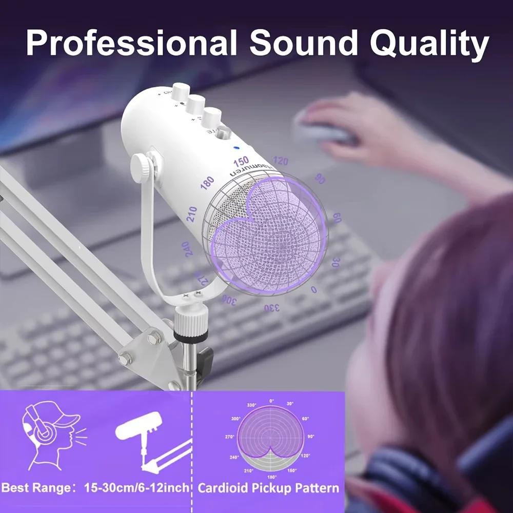 Haomuren Professional USB Condenser Microphone With Boom