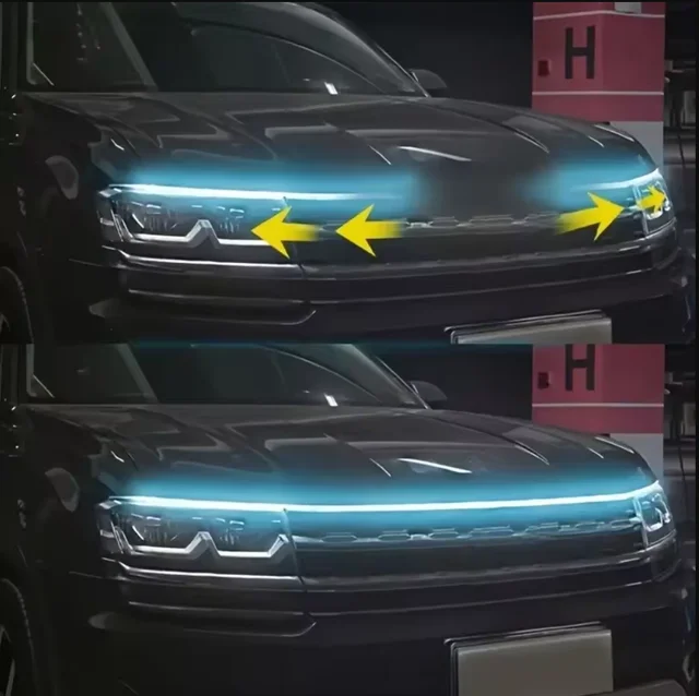1pc Dynamic meteor Led Car Hood Lights Strip Universal Engine Hood Guide Decorative Light Bar Auto Headlights Car Running Light 2