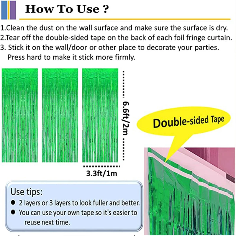 Birthday Backdrop Decoration 2M Foil Fringe Backdrop Curtains for Party