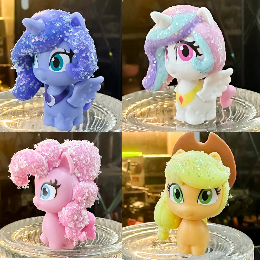 Lps Dogs Rare Little Cute Original Glitter Blue Horse Model Apple Jack Unicorn Horse Action Figure Toys Horse For Kid Y23081901