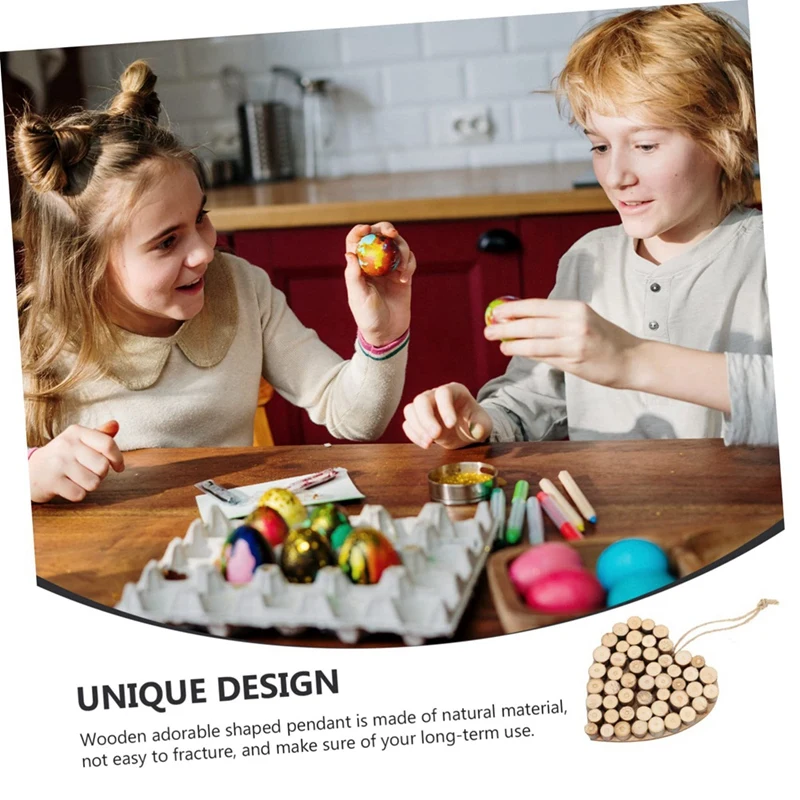 

BMBY-Wooden Decorative Hanging Easter Hanging Wood Sign Easter Embellishment Unfinished Wood, Love Shape