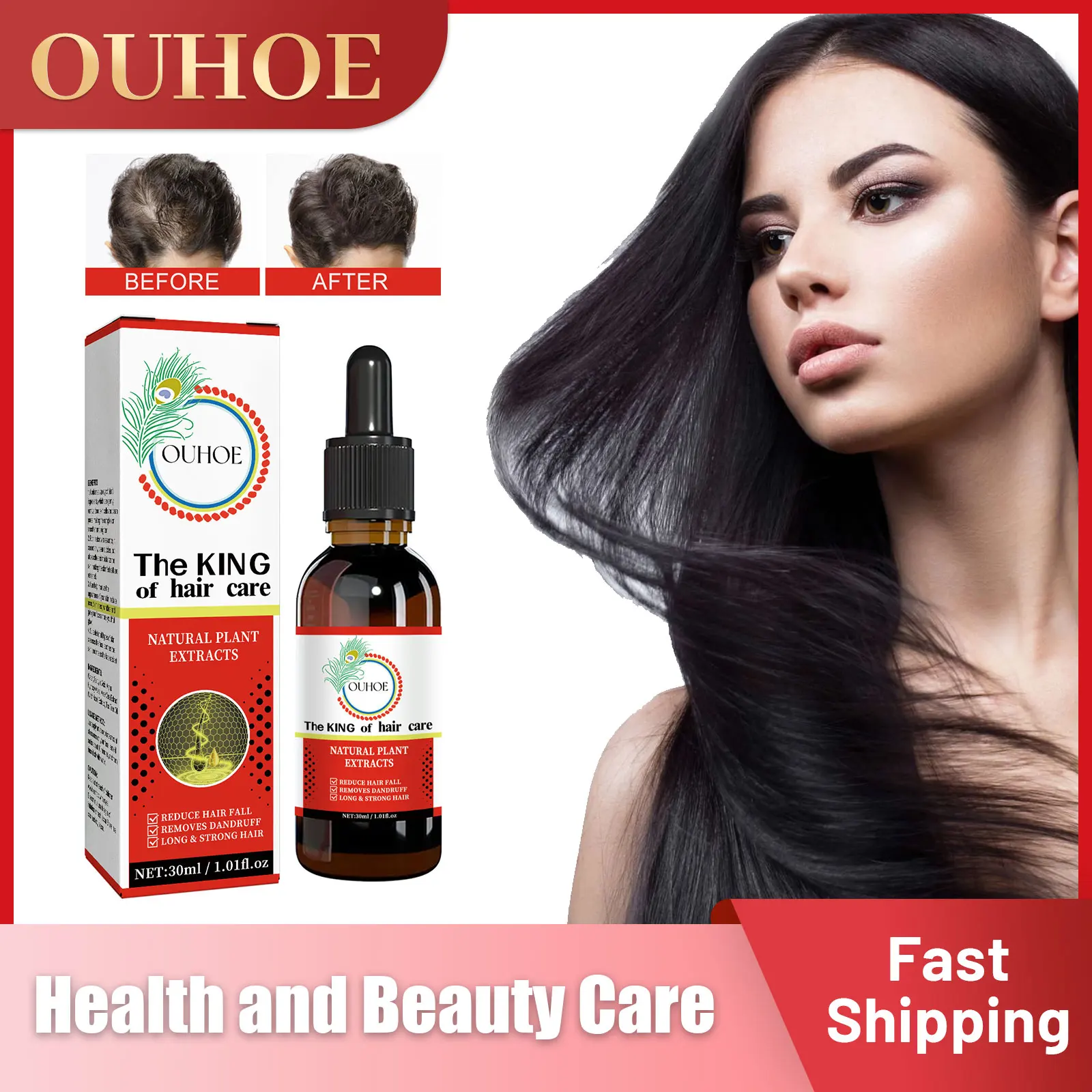 Hair Growth Essential Oil Repair Baldness Hereditary Postpartum Hair Loss Treatment Dense Thicken Nourish Scalp Hair Care Serum