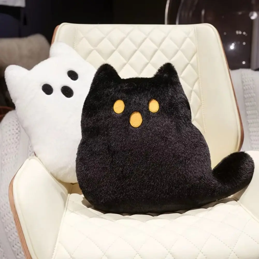 Halloween Style Ghost Cat Plush Toys Kawaii PP Cotton White Cat Plush Pillow Funny Cartoon Black Cat Plush Doll Home Decor