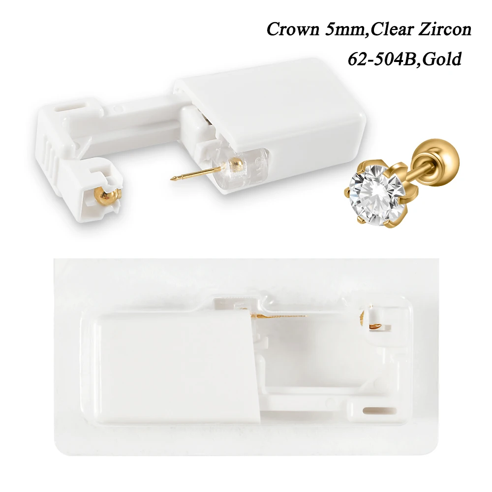 24pcs/Box Disposable Ear Piercing Gun Safe Ball Clasps Mini Daisy Crown Earring Piercer Machine Tool For Adult Kids Wholesale