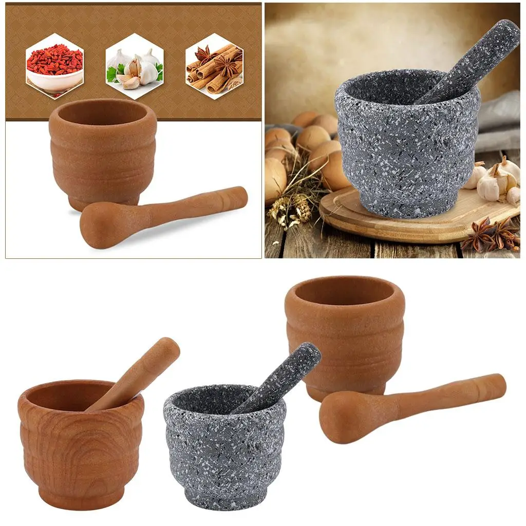 Mortar and Pestle Set Guacamole Bowl - Natural Stone Grinder for Spices,