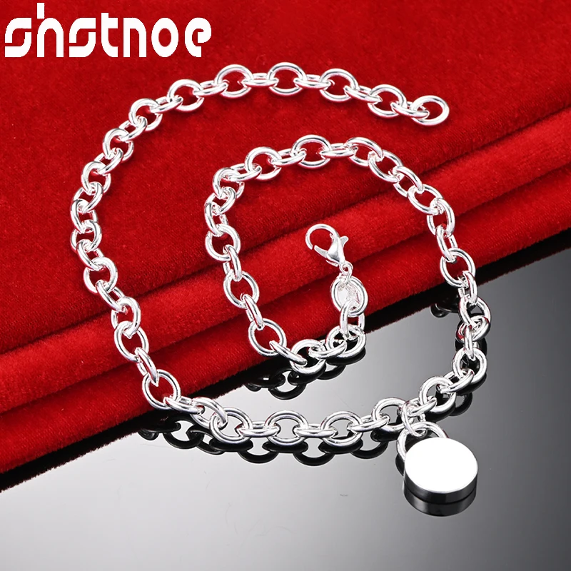 

SHSTONE 925 Sterling Silver Lock Pendant Necklaces For Woman Chain Female Trendy Party Wedding Birthday Banquet Fashion Jewelry
