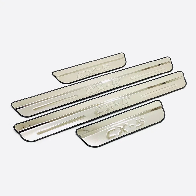 Accessories Stainless Car Door Sill Kick Scuff Plate Protectors Trim Cover Guard Styling For Mazda Cx-5 Cx5 Kf 2017-2022