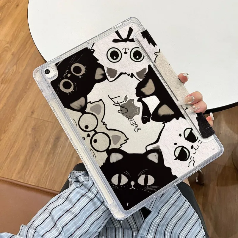 Enhanced Tablet Case with Pencil Holder and Cat Design