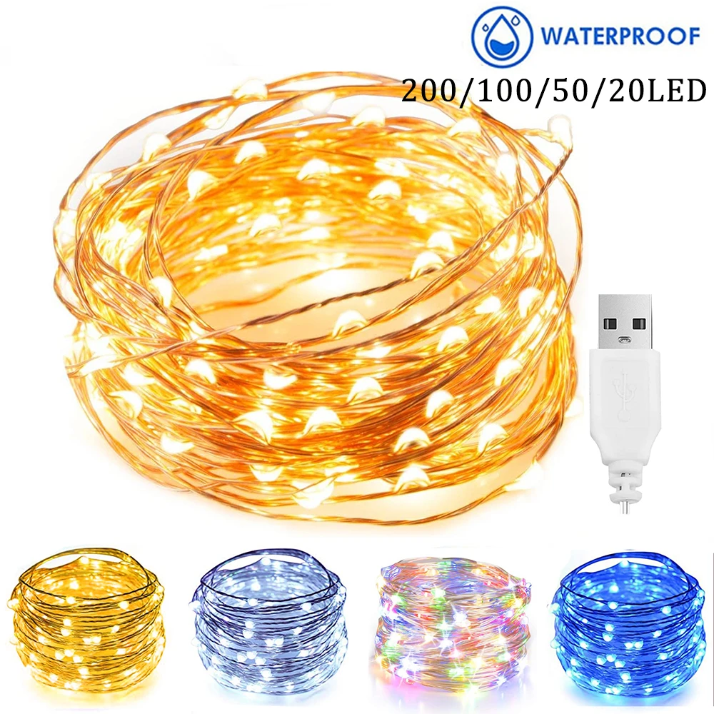 USB Powered LED String Lights Waterproof Fairy Lights for  Christmas Tree Party Wedding Holiday Bedroom Garland Table Home Decor 24led simulation maple tree lamp usb table lamp christmas fairy night lights for room bedroom wedding party christmas decoration