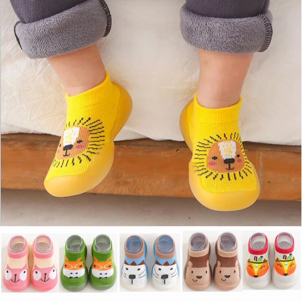 Baby Shoes Children Anti-slip Cotton Non-slip Floor Socks Boy Girl Rubber Sole Cartoon Indoor Infant