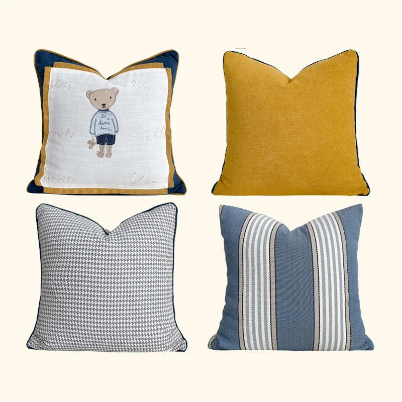 

Croker Horse 45x45cm Throw Pillow Cushion Cover - Little Bear Pattern Embroidery Style Couch Sofa Pillow For Living Room Bedroom