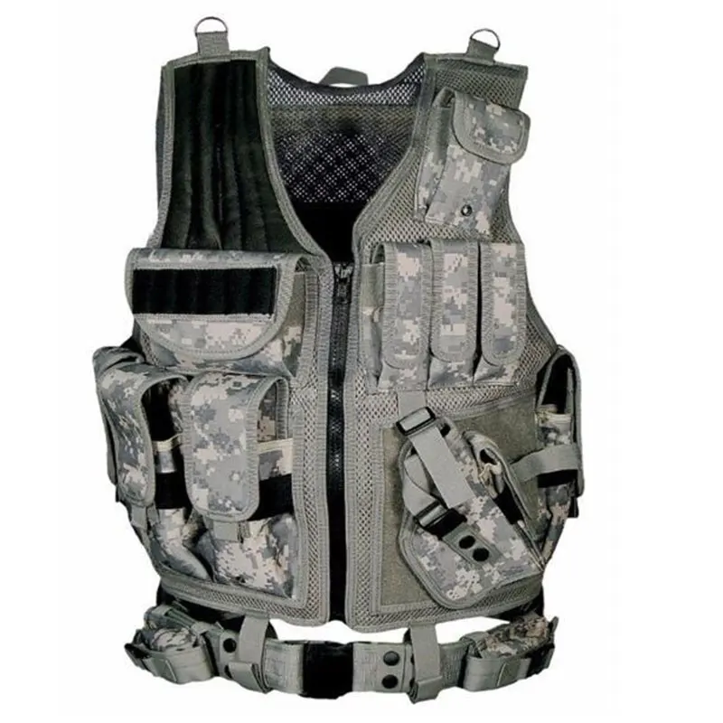 Gilet Tactique Camouflage Numérique Réglable – Paintball / Airsoft – Occasion