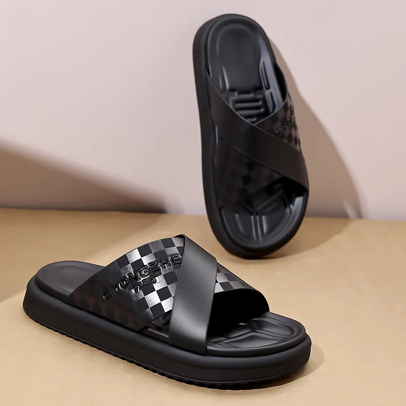 Street Style Men Slippers Outdoor Sandals Comfy Beach Flatws Soft Slides Summer Casual Shoes Quick Dry Half Drag Flip Flops