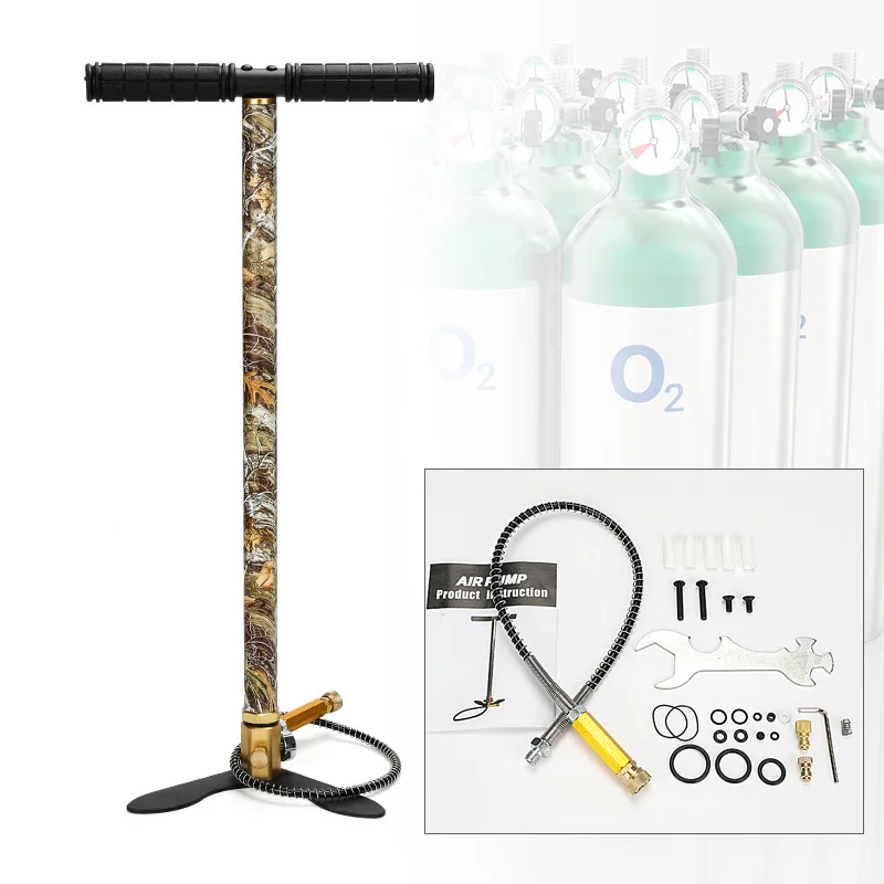 Pompa A Mano Per Fucili Ad Aria Compressa - 4 Stadi, 4500 PSI, Con Manometro