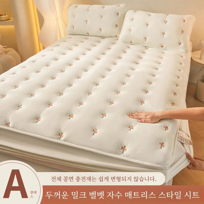 보온 베개커버 보온 두꺼운 자수 양모 베개커버