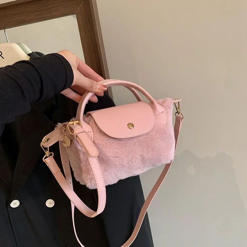 

Plush Women's Top Class Handle Bag High Quality Zipper Casual Trend 2024 Simple Youth Women's Shoulder Bag Сумка Женская 여자 가방