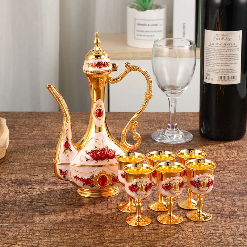 European-style Metal Barware Small Rose Pattern Creative Liquor Set