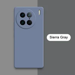 Square Liquid Silicone Shockproof Phone Case - Soft Protective Armor Back Cover for VIVO X90 Pro Plus (Sierra Gray)